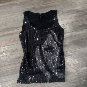 Black Sequin Tank Top
